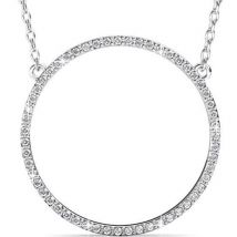 Yolora Collier Femme avec Pendentif Rond - Cristaux Kalpa Camaka - Argent - Plaqué Or Blanc 18K - Collier Femme Argent - Bijoux - Coffret Luxe - Coffret Cadeau - Coffret Cadeau Exclusif - Bel Emballage Cadeau