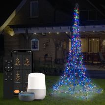 FlinQ Luminus Smart Christmas Tree 1200 LED - Éclairage de l'arbre de Noël du mât de drapeau 3 mètres - Lumières de Noël LED extérieures - Choix des couleurs via l'application ou la télécommande.
