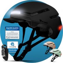 Casque de vélo unisexe Mivelo - Avec lumière - Certifié NTA jusqu'à 45km/h - Taille L (57-51 cm) - Noir