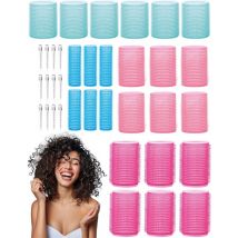 Mix Curlers 24 pièces - 4 tailles - 20 pinces à cheveux incluses - bleu/rose