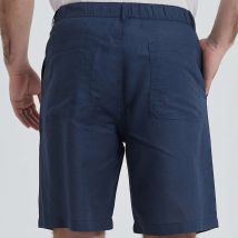 William de Faye Short chino en lin - Bleu marine Taille XL
