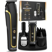 Wellshave 6 in 1 Beard trimmer Supreme - Tondeuse pour la barbe et le corps - Tondeuse pour le nez - Tondeuse pour le corps - IPX7 Waterproof - 6 accessoires inclus