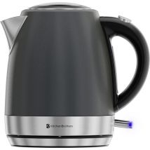 KitchenBrothers Bouilloire - Électrique - 1 litre - Petite taille de camping - Bouilloire de voyage avec filtre à calcaire - Gris titane/RVS