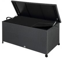 Casaria Bo√Æte de rangement en polyrotane sur roulettes noir 122 x 56 x 61cm