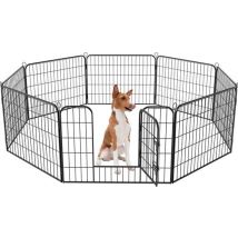 Avalo Puppy Run Ø210cm Pliable Noir - 8 panneaux 80x60cm - Parc à animaux / Parc à lapins / Parc à chiens