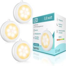 Iqonic - 3 Pack Lampe à Led sans fil - Blanc chaud - 8x8x1.7 cm
