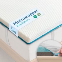 Ella® Topper 200x200 cm - Surmatelas - 2 couches, mousse à mémoire de forme infusée de gel et mousse Aircell - Surmatelas - Fermeté moyenne