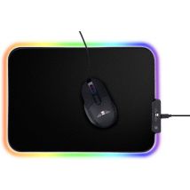 Tapis de souris No Fear Game avec lumière - LED RVB avec 14 modes de lumière - antidérapant - 25 x 35 cm - noir