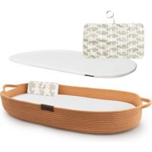 Matelas à langer Yunioo │Matelas à langer │ Panier à langer XL 80cm │ Panier à langer Moses avec matelas, housse déperlante et matelas à langer │ Brick