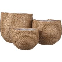 Mica Decorations Jorck Plant Basket - Lot de 3 - H24 x Ø26 cm - Seagrass - Light brown