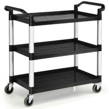 Coast 3-Stage Serving Trolley Multifunctional Trolley with Handles and 4 Wheels Kitchen Trolley Side Trolley Metal Trolley Black