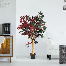 Côte 120 cm grand ficus vert dans le pot avec arbre artificiel plantes vertes réalistes