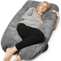 Earkings Pregnancy Pillow Side Sleep Pillow 140x80cm U-shape with Removable Cover - Body Pillow dark grey