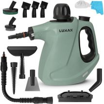 LUMAN Nettoyeur vapeur 16 en 1 C3 - Fonction Steam Lock - Nettoyeur vapeur à main - Nettoyeur vapeur à main - Nettoyeur de taches - Nettoyeur de tapis - Sac de rangement et 16 accessoires inclus - 1050 Watts - 450 ML - Vert