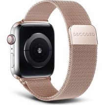 DECODED Bracelet Apple Watch en acier inoxydable - Convient aux séries 1-9 / SE - 42/44/45 mm - Fermoir magnétique solide - Or mat