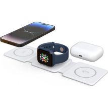 Wurk - Chargeur sans fil 3-en-1 - Comprend un adaptateur de charge rapide - Pliable - Convient à iPhone et Android - 15W