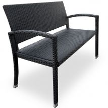 Casaria Polyrattan Tuinbank – 2 Zits UV-bestendig - Zwart