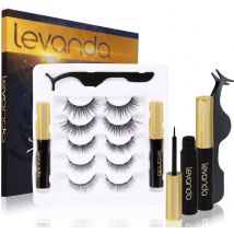 Faux cils Levanda - avec eyeliner magnétique noir - extensions de cils magnétiques - faux cils crayon magnétique et applicateur