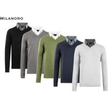 Milanoro - Pull homme à col chemise - Noir - M