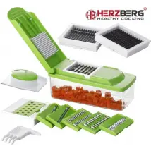Coupe-légumes multifonction – Herzberg – Acier inoxydable – Contenant 1,2L – Vert