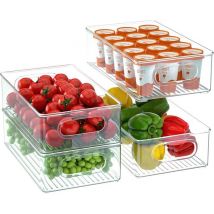 Rangement pour réfrigérateur - Boîte de rangement - Rangement pour tiroirs - Rangement pour cuisine - Boîte de rangement - Plateaux pour réfrigérateur - Transparent - 4 pièces