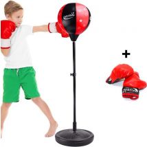 Zoluko Ballon de boxe sur pied pour enfants - Gants de boxe et pompe gonflable inclus - Hauteur réglable - Pour l'intérieur et l'extérieur - Ballon de boxe sur pied - Entraîneur de boxe - Perche de boxe - Set de boxe pour enfants - Ballon de boxe sur pied