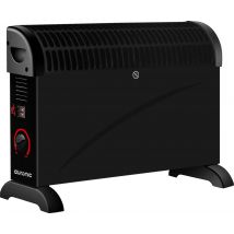 Radiateur Convecteur Électrique Réglable - Auronic - 750/1250/2000 Watts - 3 Niveaux de Chaleur - Thermostat Réglable - 53,5 x 19,6 x 38,5 cm - Noir