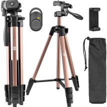 Studio ME Phone Tripod - 136 cm - Tripod Smartphone - Rose Gold - Camera Tripod - Phone Holder - Incl. Bluetooth Remote Control - Tripod Phone