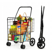 Chariot à roulettes pliable et spacieux - rotation à 360 degrés - sac en métal