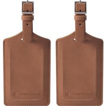 EverNeeds Etiquette de bagage - Etiquette de bagage pour valises - Etiquettes de bagage - Etiquettes de bagage - Cuir PU - Marron - 2 pièces