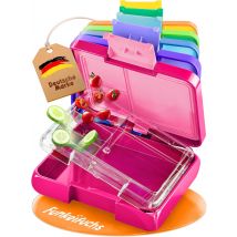 Funkelfuchs® - Boîte à lunch pour enfants avec compartiments - 500ml, rose - Boîte à lunch étoile, petite - Boîte à snack, boîte à snack, boîte à lunch, boîte à repas, boîte à bento pour enfants - pour l'école, la garderie et le jardin d'enfants