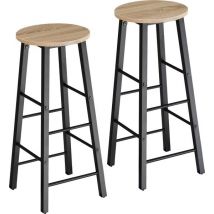 tectake - 2 tabourets de bar Keynes industrial light brown - 404349