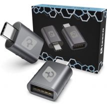 Teeco Adaptateur USB C vers USB A - 2 pièces - Hub pour Macbook - 10Gbps - Gris spatial