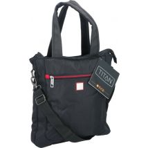 Titan Shoulder Bag with Zipper - Tote Bag - 33,5 x 6,5 x 33,5 CM - Main and Front Zipped Compartment - Ideal for Work and Travel - Black/Red