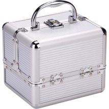 Touch Of Beauty Make Up Case Silver - Organisateur de cosmétiques - avec poignée et serrure à clé