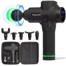 Masseur - LifeGoods - Pistolet de massage musculaire - 6 accessoires - Noir
