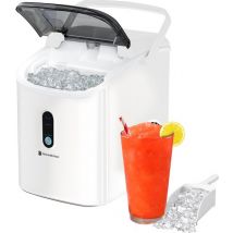 KitchenBrothers Nugget Ice Cube Maker - 1.1L - Machine à glace pilée avec pelle à glace - Portable - 15kg/24 heures - Blanc