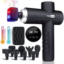 Pistolet de massage avec fonction de chauffage et de refroidissement - Pistolet de massage - Pistolet de massage avec 8 têtes de massage et étui - Pistolet de massage professionnel