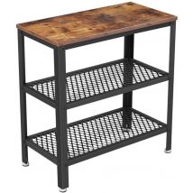 O'DADDY® Table murale - Table d'appoint industrielle - avec 2 étagères en filet - table d'appoint 60x30x60 cm - Table de salle - couleur marron
