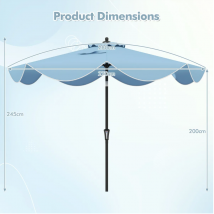 Costway Coast Parasol de terrasse 280 cm Marine Blue - inclinable avec manivelle et double toile