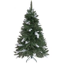 PristinePine Full Artificial Christmas tree with snow 210cm - Arbre de Noël robuste - Base en métal - Montage rapide