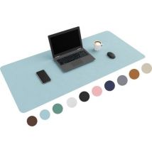 WURK Sous-main professionnel en cuir synthétique - Organiseur de bureau - Avec pince à câble - Baby Blue - 120x60