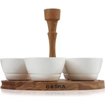 Boska Party Serving Tray - Plateau de service en chêne européen - 5 plateaux en porcelaine - Marron