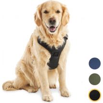 Harnais pour chien Jake et Jacky - Harnais anti-traction - Harnais pour chien - Harnais Y pour chien - Réfléchissant - Noir - Taille XL