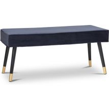 LIFA LIVING Banc de salle Barcelone - Bleu et or - Moderne - Velours et bois - Luxe - 101 x 42 x 45 cm