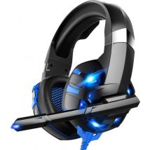Casque de jeu Strex avec microphone bleu - PC + PS4 + PS5 + Xbox One + Xbox Series