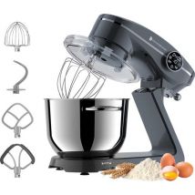 KitchenBrothers Robot de cuisine - Affichage tactile et minuterie - Robot de cuisine - 6L - 1800W - Aluminium - Anthracite