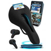 MIVELO Comfort Pro MTB Bike Saddle - Ergonomique avec mousse à mémoire de forme - 100% étanche - 28 cm x 14 cm - Noir