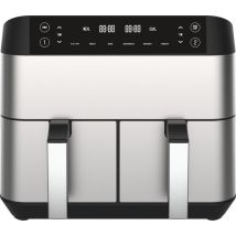 Airfryer Double XXL - Niceey - Friteuse sans huile - 2 compartiments de cuisson - 8L - 2460 Watt - Livre de recettes inclus - Argent