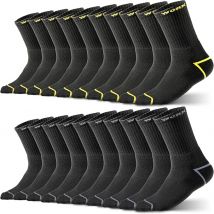 Hero work 10 paires de chaussettes de travail pour hommes - Renforcées, coton respirant, ceinture confortable - Taille 47-50